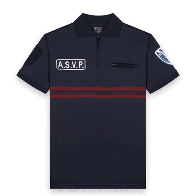 Polo ASVP Manches Courtes Zippé Maille Respirante